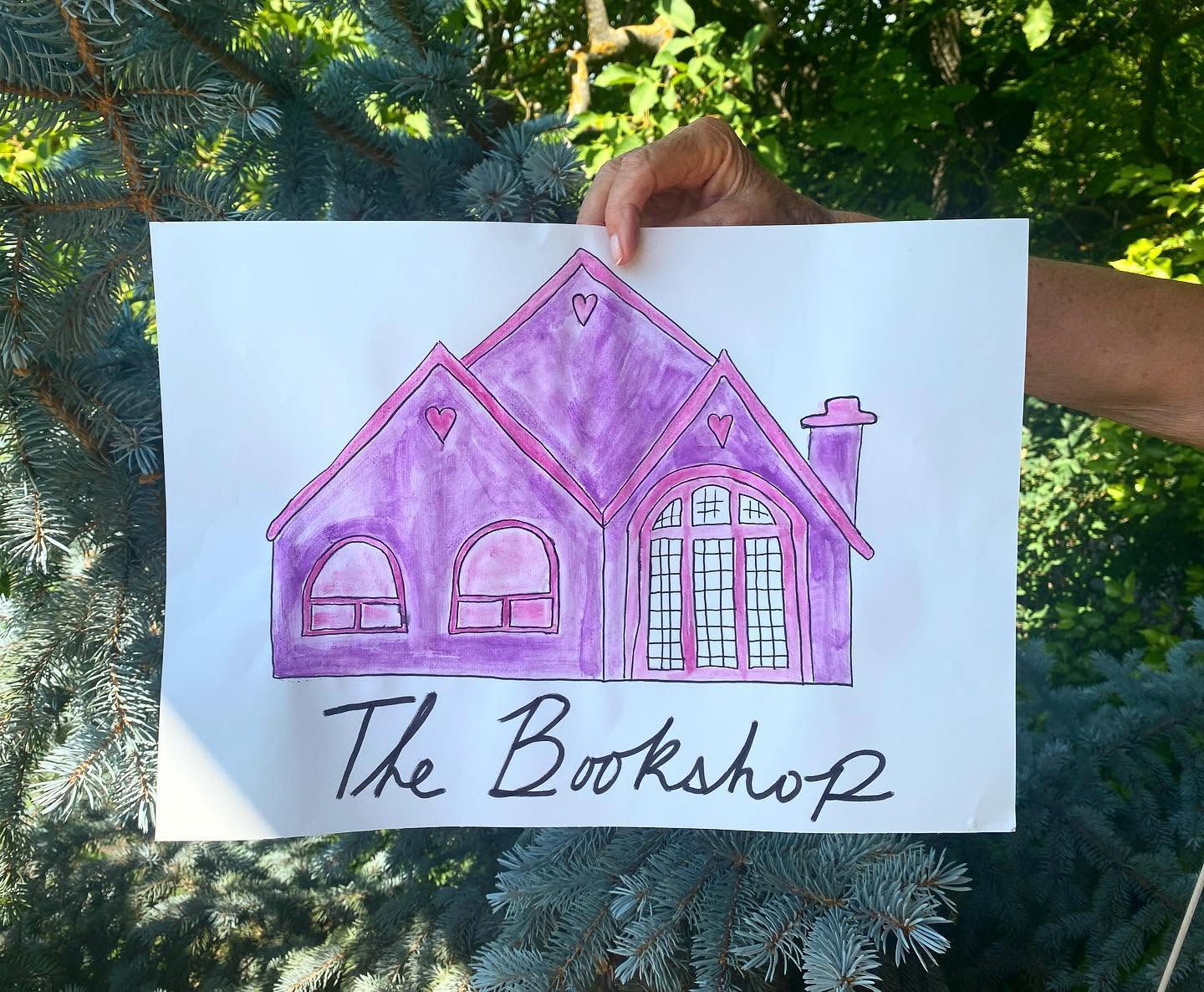 A hand-drawn painting of The Bookshop