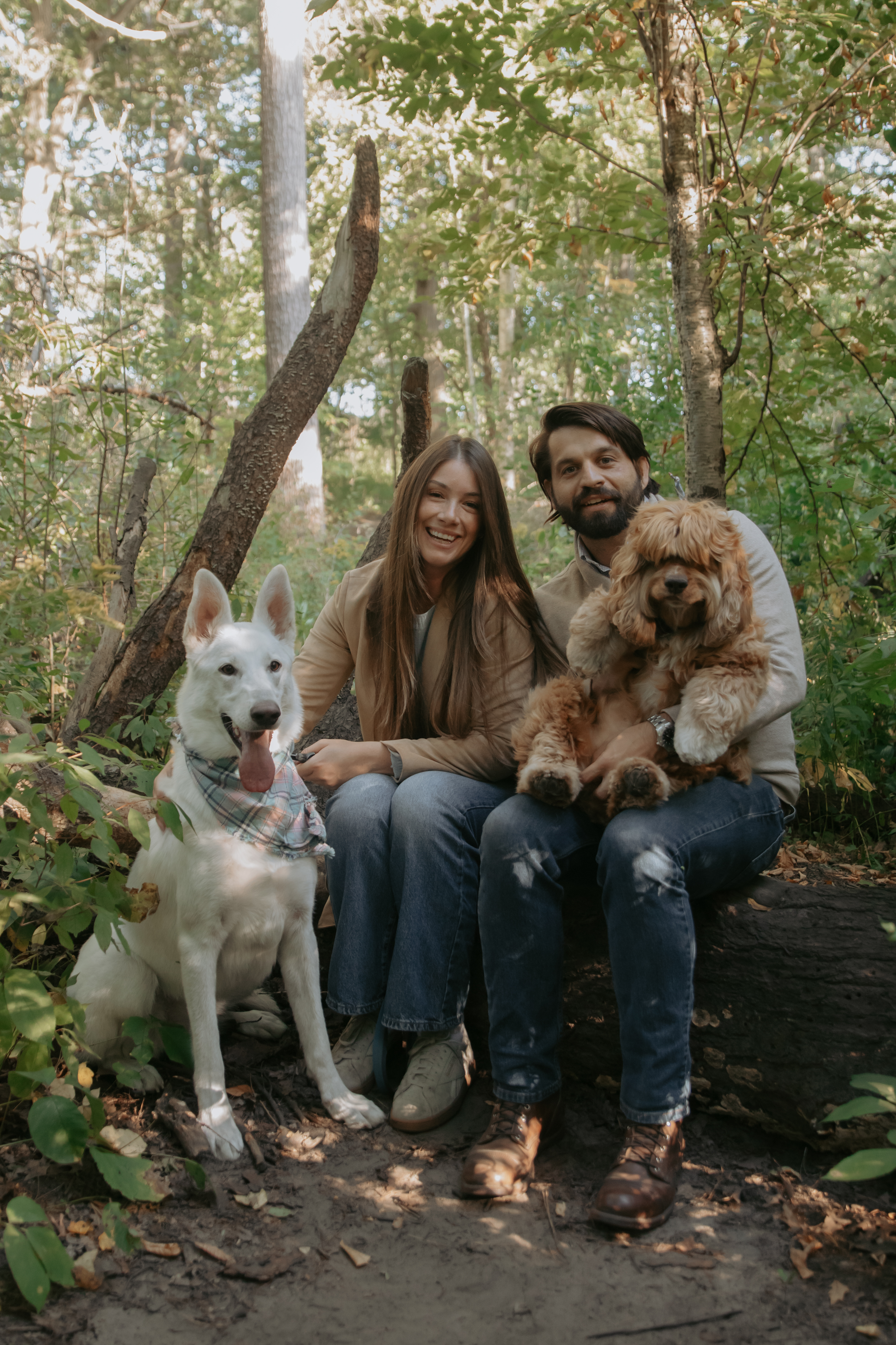 Tabitha and William with their dogs Mia and Finnegan